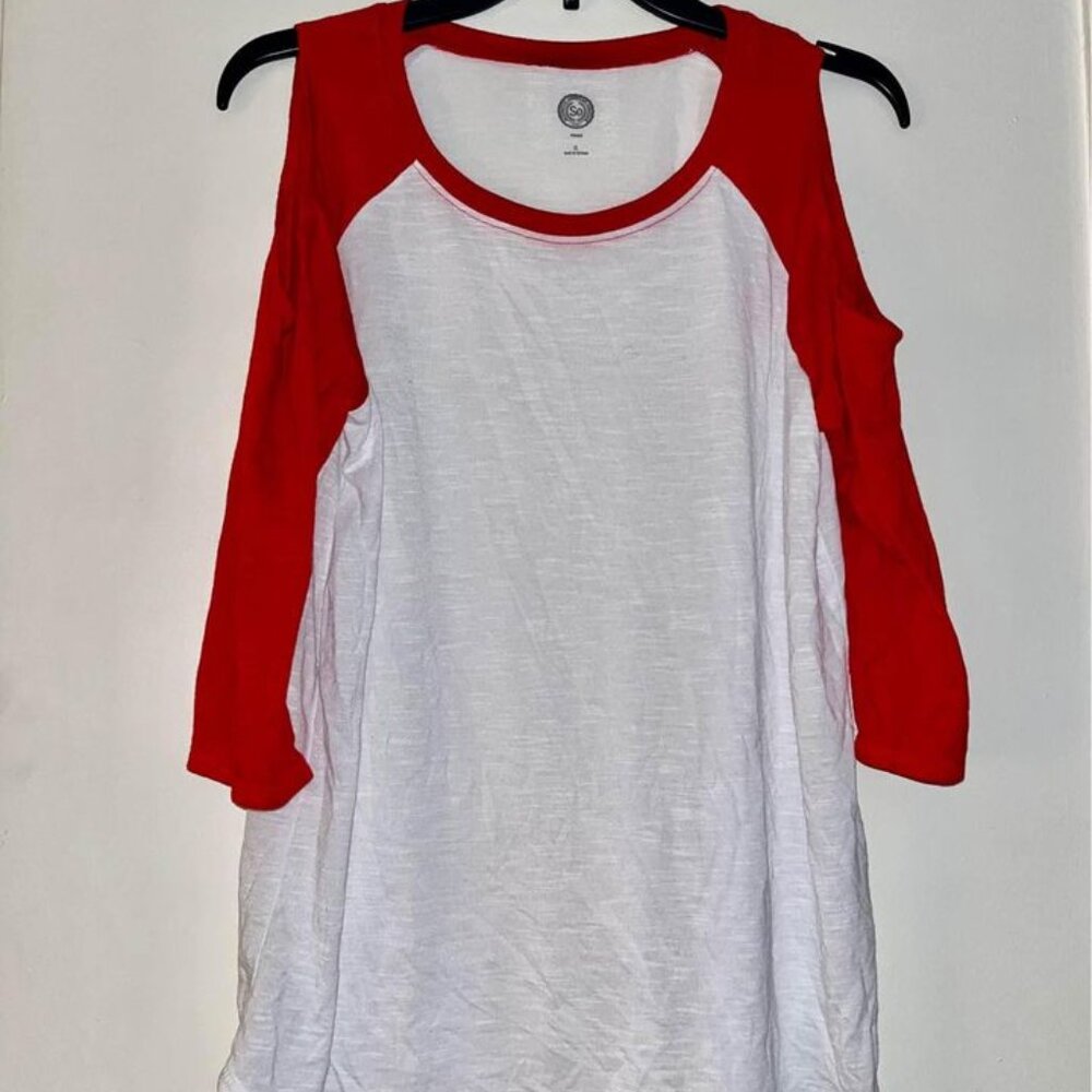 Authentic American Heritage by SO Dropped Shoulder White & Red Shirt, XL - Picture 2 of 9